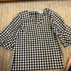 Navy and white gingham top